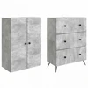 Spintelė 2 pcs Betono pilka 66 x 34,5 x 90 cm Apdirbta mediena