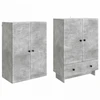Spintelė 2 pcs Betono pilka 66 x 34,5 x 95 cm Apdirbta mediena