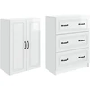 Spintelė 2 pcs Itin blizgi balta 66 x 34,5 x 87 cm