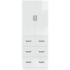 Spintelė 2 pcs Itin blizgi balta 66 x 34,5 x 87 cm