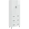 Spintelė 2 pcs Itin blizgi balta 66 x 34,5 x 90 cm