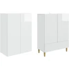 Spintelė 2 pcs Itin blizgi balta 66 x 34,5 x 95 cm