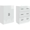 Spintelė 2 pcs Itin blizgi balta 66 x 34,5 x 87 cm