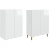 Spintelė 2 pcs Itin blizgi balta 66 x 34,5 x 90 cm