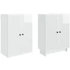 Spintelė 2 pcs Itin blizgi balta 66 x 34,5 x 90 cm