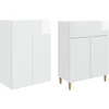 Spintelė 2 pcs Itin blizgi balta 66 x 34,5 x 90 cm