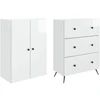 Spintelė 2 pcs Itin blizgi balta 66 x 34,5 x 90 cm