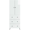 Spintelė 2 pcs Itin blizgi balta 66 x 34,5 x 90 cm
