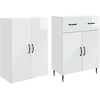 Spintelė 2 pcs Itin blizgi balta 66 x 34,5 x 89,5 cm