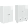 Spintelė 2 pcs Itin blizgi balta 66 x 34,5 x 95 cm