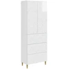 Spintelė 2 pcs Itin blizgi balta 66 x 34,5 x 90 cm