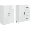 Spintelė 2 pcs Itin blizgi balta 66 x 34,5 x 89,5 cm