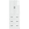 Spintelė 2 pcs Itin blizgi balta 66 x 34,5 x 87 cm