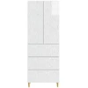Spintelė 2 pcs Itin blizgi balta 66 x 34,5 x 90 cm