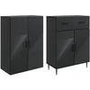 Spintelė 2 pcs Juoda 66 x 34,5 x 89,5 cm Apdirbta mediena
