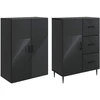Spintelė 2 pcs Juoda 66 x 34,5 x 89,5 cm Apdirbta mediena