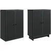 Spintelė 2 pcs Juoda 66 x 34,5 x 90 cm Apdirbta mediena