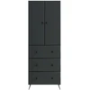 Spintelė 2 pcs Juoda 66 x 34,5 x 90 cm Apdirbta mediena