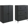 Spintelė 2 pcs Juoda 66 x 34,5 x 90 cm Apdirbta mediena