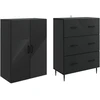 Spintelė 2 pcs Juoda 66 x 34,5 x 90 cm Apdirbta mediena