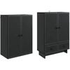 Spintelė 2 pcs Juoda 66 x 34,5 x 95 cm Apdirbta mediena