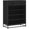 Spintelė batams, juoda, 75x38x97,5cm, mediena ir metalas
