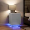 Spintelė prie lovos su LED lemputėmis Balta 38x34x50 cm