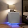 Spintelė prie lovos su LED lemputėmis Balta 38x34x50 cm