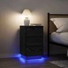 Spintelė prie lovos su LED lemputėmis Juoda 38x34x65 cm