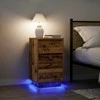 Spintelė prie lovos su LED lemputėmis Old Wood 38x34x65 cm