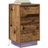 Spintelė prie lovos su LED lemputėmis Old Wood 38x34x65 cm