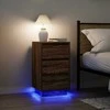 Spintelė prie lovos su LED lemputėmis Rudas ąžuolas 38x34x65 cm