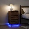 Spintelė prie lovos su LED lemputėmis Rudas ąžuolas 38x34x65 cm