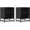 Spintelės prie lovos 2 vnt Juodos 40x31x50cm Mediena ir metalas