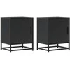 Spintelės prie lovos 2 vnt Juodos 40x31x50cm Mediena ir metalas