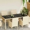 Lauko baldų komplektas Stalo viršus 4 pcs Juoda Stiklas