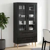 Stiklinis vitrininis kabinetas Juodas 90 x 35 x 175 cm