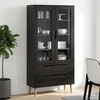 Stiklinis vitrininis kabinetas MOLDE 90 x 35 x 175 cm Juoda