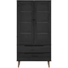Stiklinis vitrininis kabinetas MOLDE 90 x 35 x 175 cm Juoda