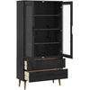 Stiklinis vitrininis kabinetas MOLDE 90 x 35 x 175 cm Juoda