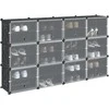 Storage Cube Organizer su 12 kubelių ir durelėmis Juodas PP