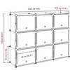 Storage Cube Organizer su 9 kubeliais ir durelėmis juodas PP