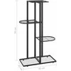 Stovas augalams, 4 lentynos, juodas, 43x22x76cm, metalas