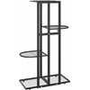 Stovas augalams, 4 lentynos, juodas, 43x22x76cm, metalas