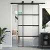 Stumdomos durys, juodos, 102,5x205cm, stiklas ir aliuminis