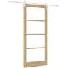 Slankios durys 93 x 211 cm Tvirtos pušies mediena ir stiklas