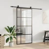 Stumdomos durys su furnitūra, juodos, 102,5x205 cm, ESG stiklas