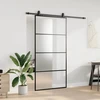 Stumdomos durys su furnitūra, juodos, 102,5x205 cm, ESG stiklas