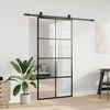 Stumdomos durys su furnitūra, juodos, 102,5x205 cm, ESG stiklas