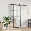Stumdomos durys su furnitūra, juodos, 102,5x205 cm, ESG stiklas